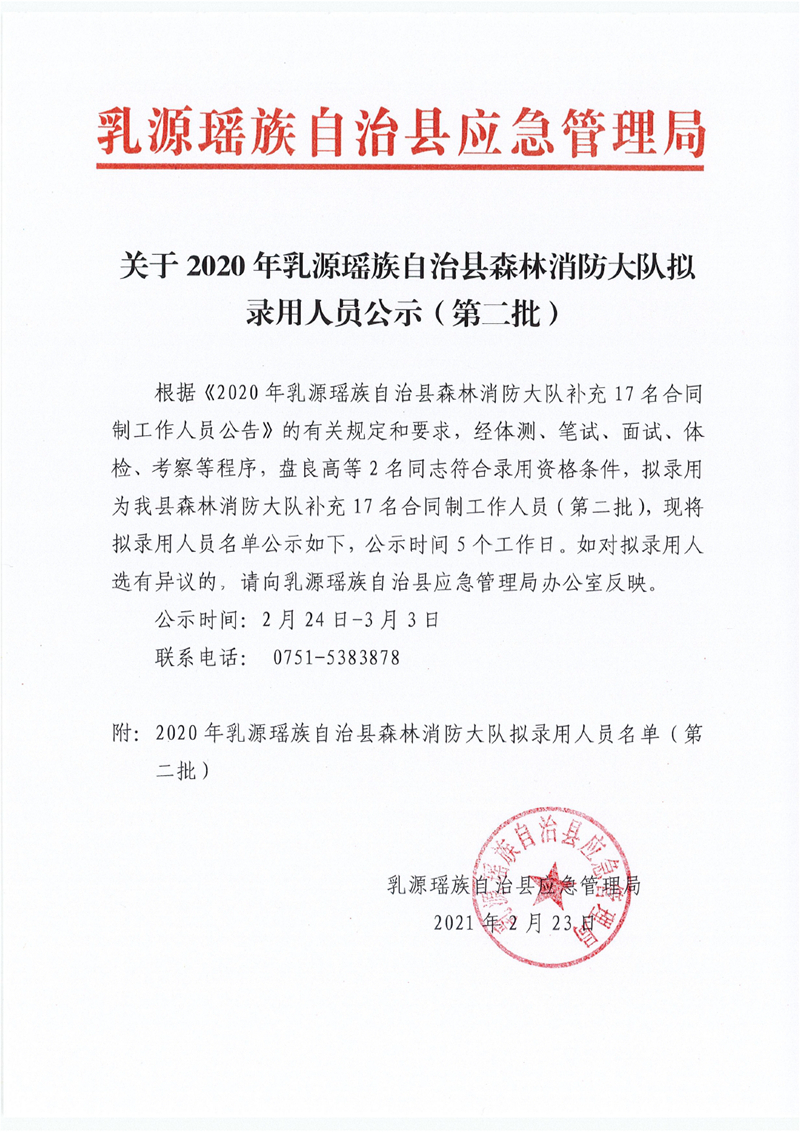 關(guān)于2020年乳源瑤族自治縣森林消防大隊擬錄用人員公示（第二批）0000.jpg