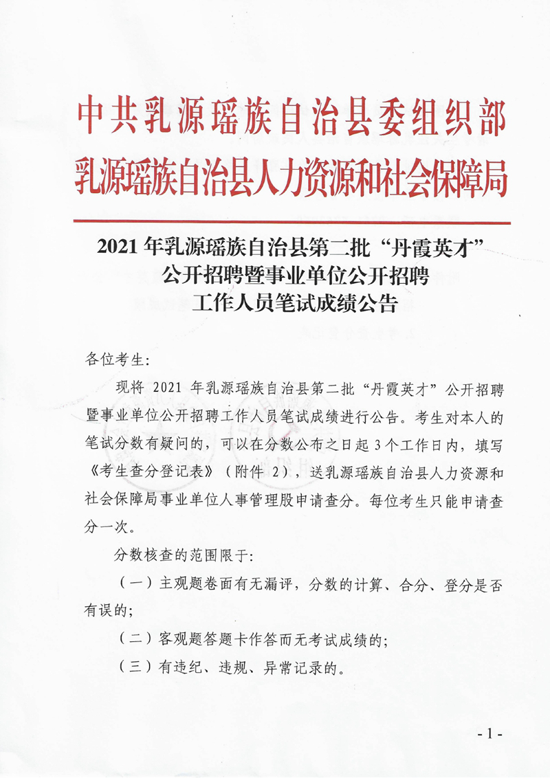 2021年乳源瑤族自治縣第二批“丹霞英才”公開(kāi)招聘暨事業(yè)單位公開(kāi)招聘工作人員筆試成績(jī)公告0000.jpg