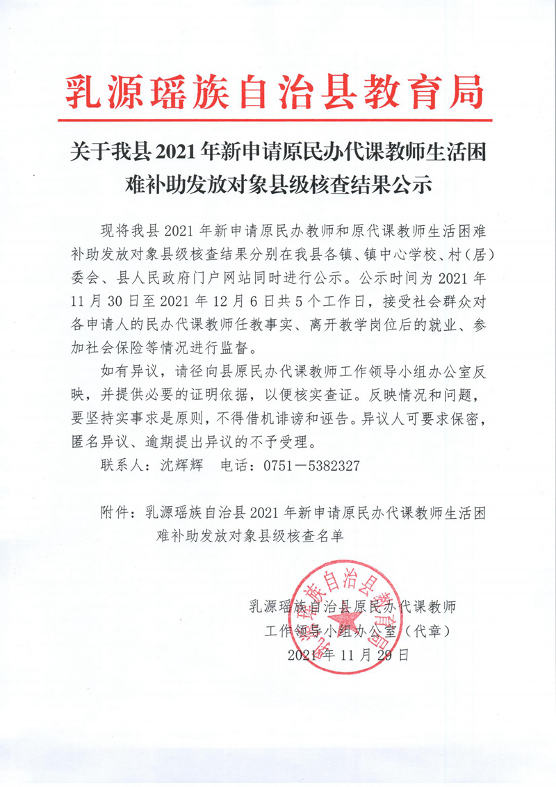 關(guān)于我縣2021年新申請原民辦代課教師生活困難補助發(fā)放對象縣級核查結(jié)果的公示_00(1).jpg