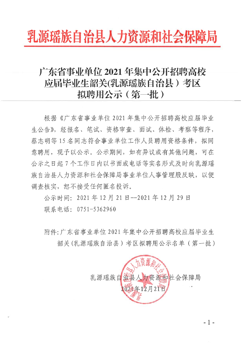 廣東省事業(yè)單位2021年集中公開(kāi)招聘高校應(yīng)屆畢業(yè)生韶關(guān)(乳源瑤族自治縣）考區(qū)擬聘用公示（第一批）0000.jpg