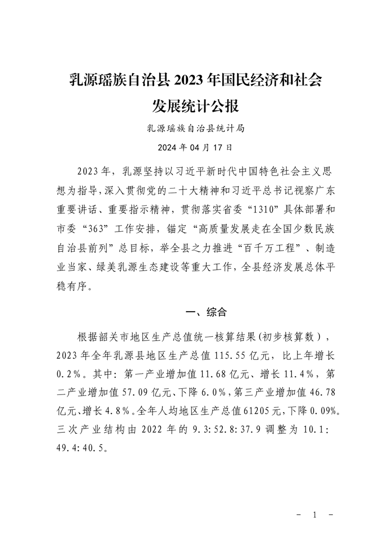 乳源瑤族自治縣2023年國民經(jīng)濟和社會發(fā)展統(tǒng)計公報0000.jpg